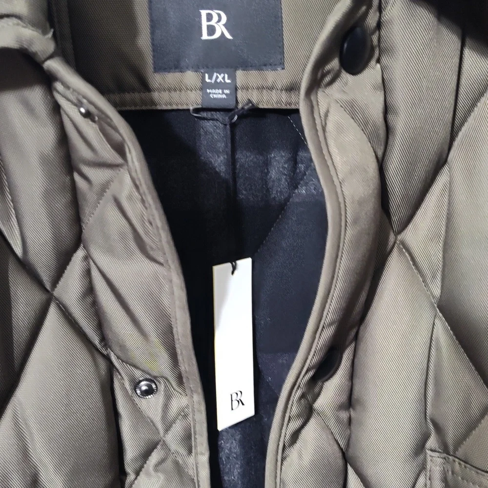 Banana Republic Oversized Light Olive Green Quilted Carcoat